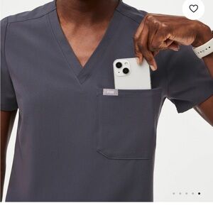 Figs Charcoal catarina one pocket Scrub Top